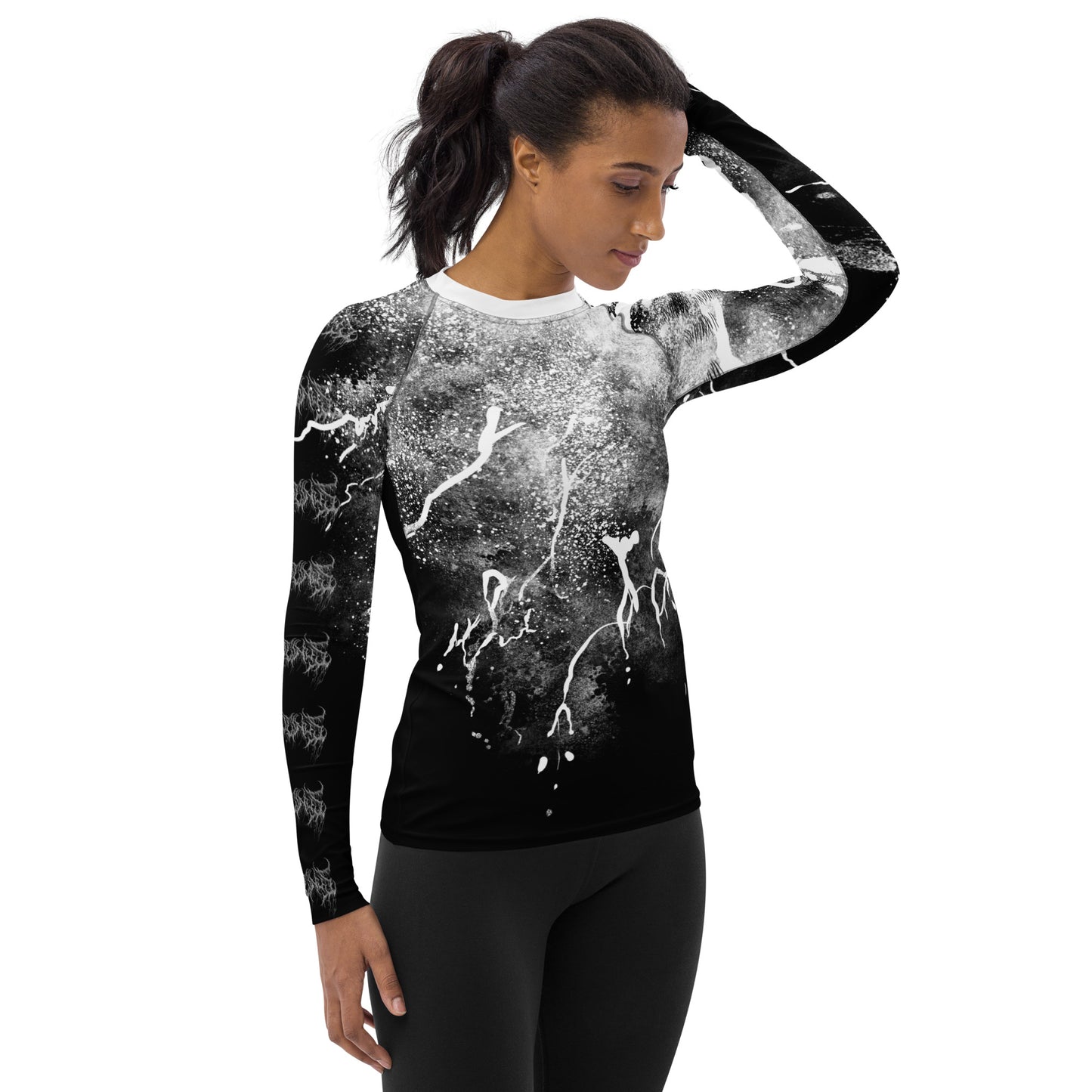 Splattered Rash Guard - Women's, Black