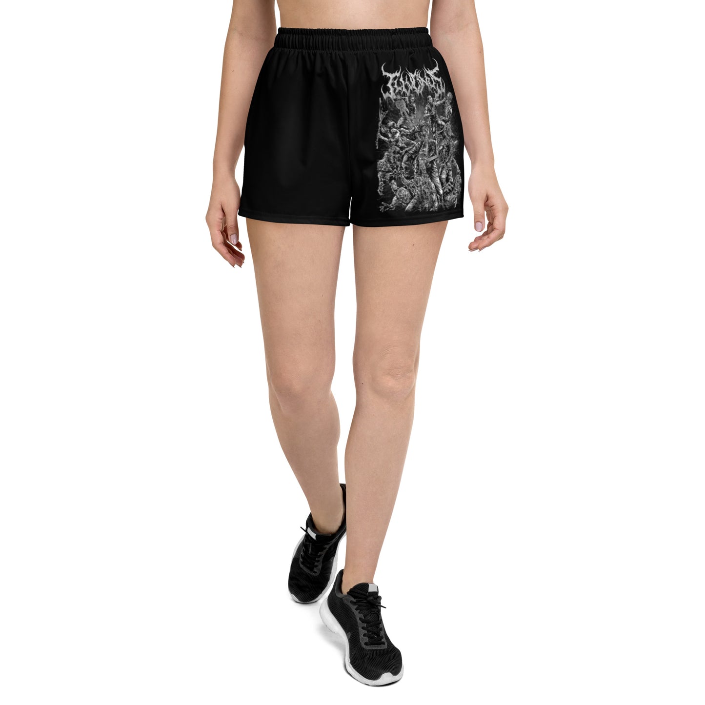 Slam n Scram Women’s Athletic Shorts, Black, B/W