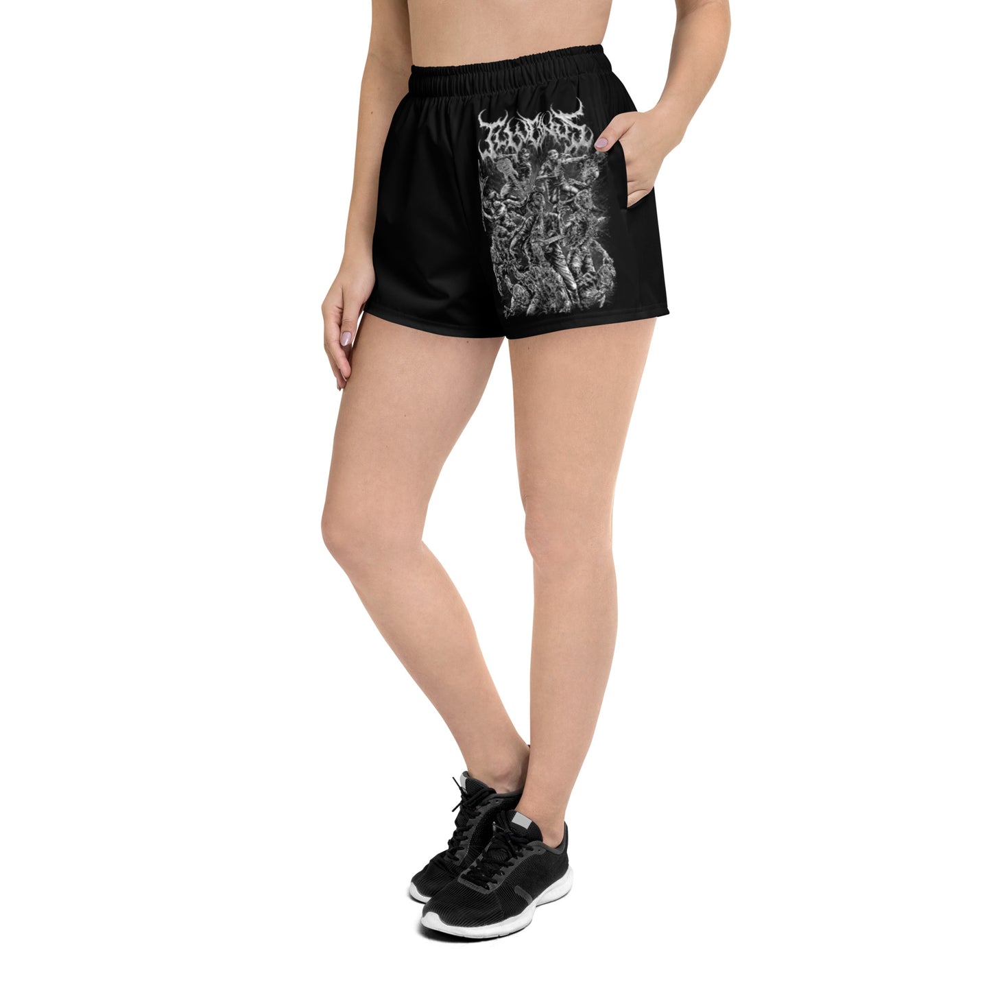 Slam n Scram Women’s Athletic Shorts, Black, B/W