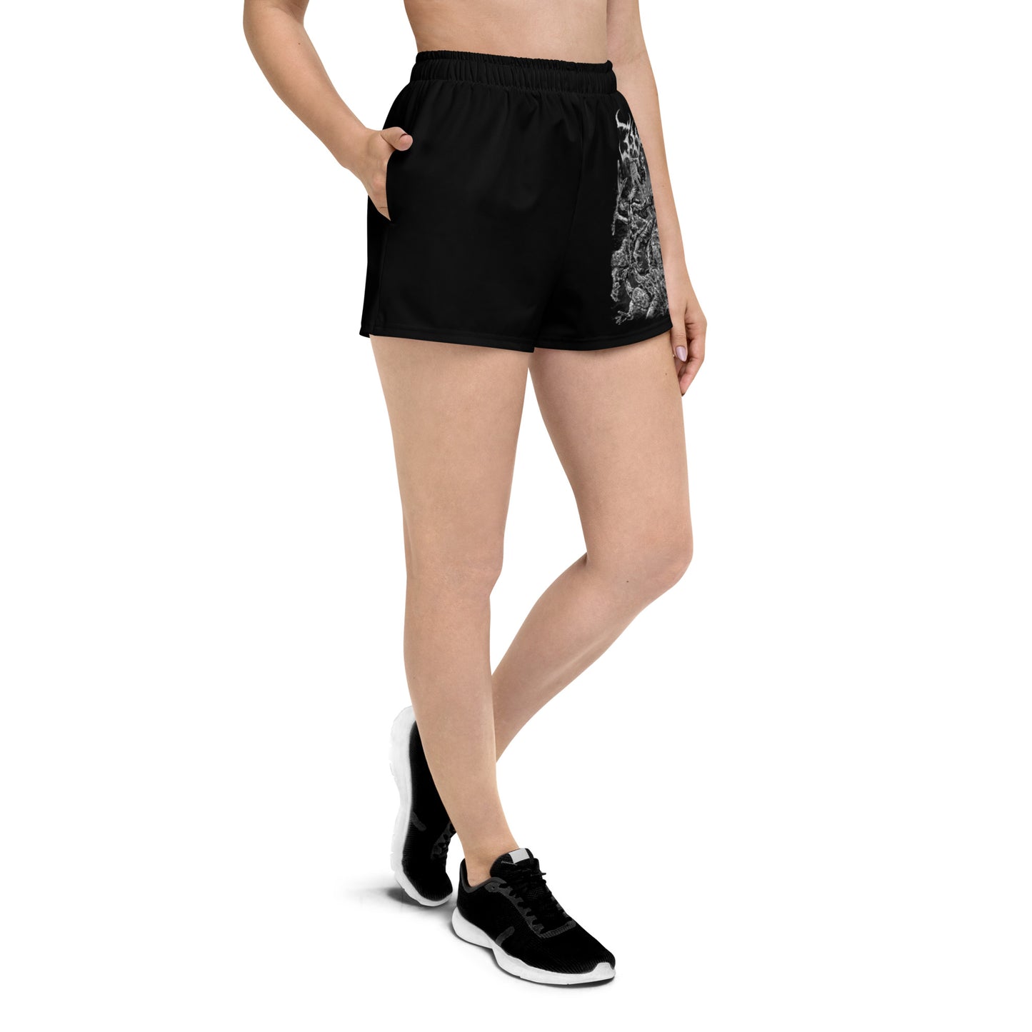 Slam n Scram Women’s Athletic Shorts, Black, B/W