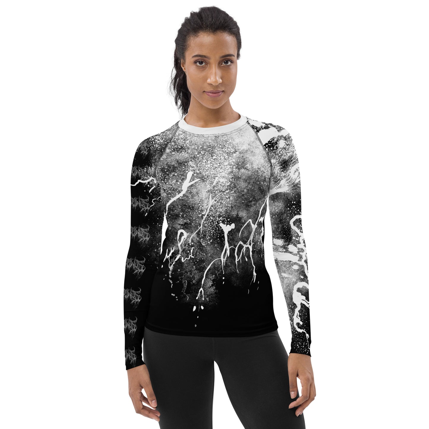 Splattered Rash Guard - Women's, Black