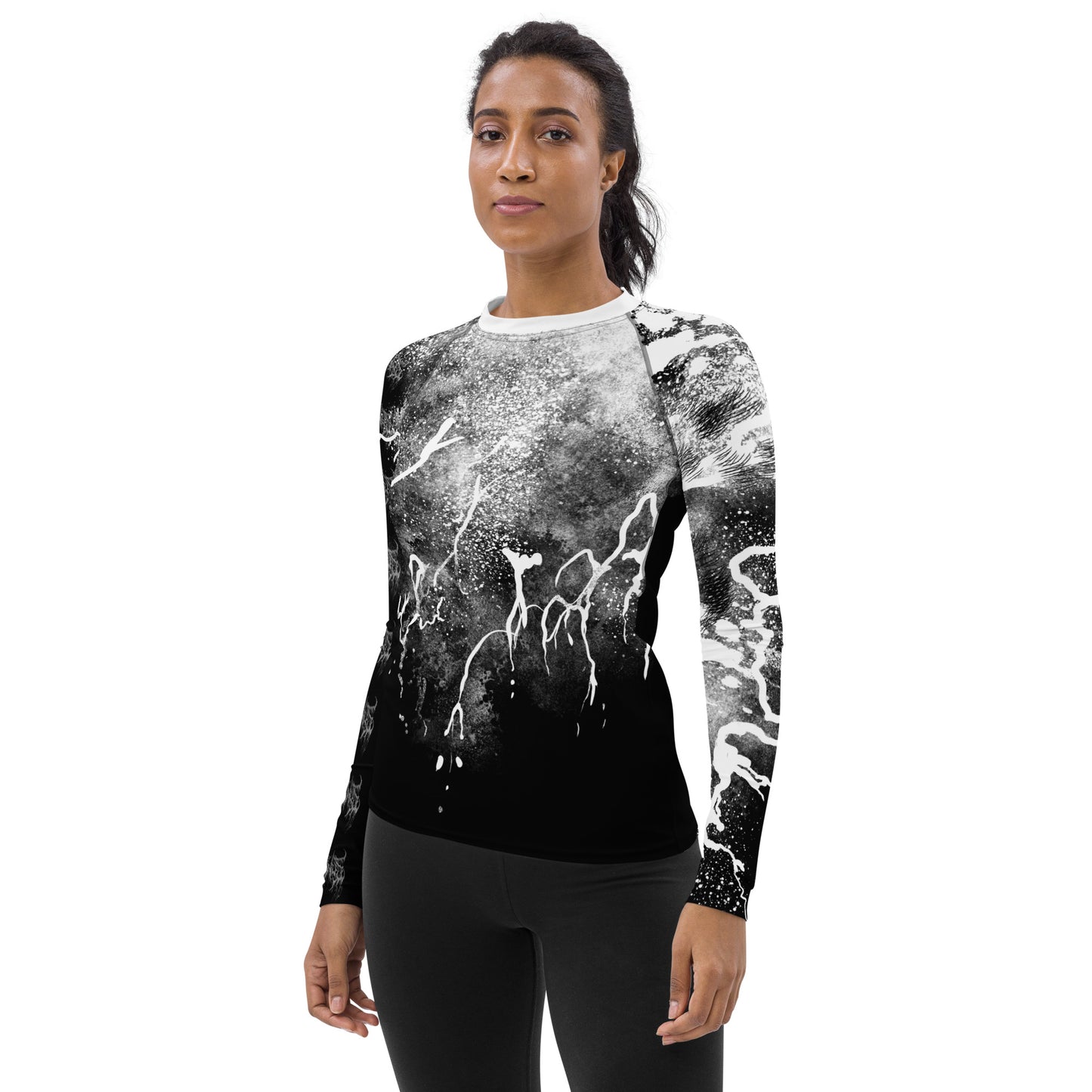 Splattered Rash Guard - Women's, Black